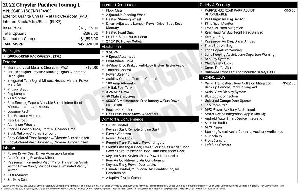 Chrysler Pacifica Touring L FWD 2022