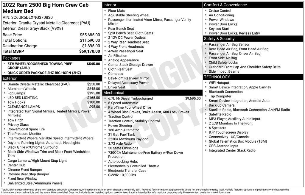 RAM 2500 Big Horn 4x4 Crew Cab 6'4" Box 2022