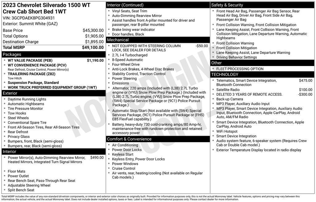 Chevrolet Silverado 1500 4WD Crew Cab 147" Work Truck 2023