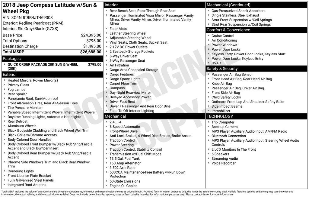 Jeep Compass Latitude w/Sun/Wheel Pkg FWD 2018