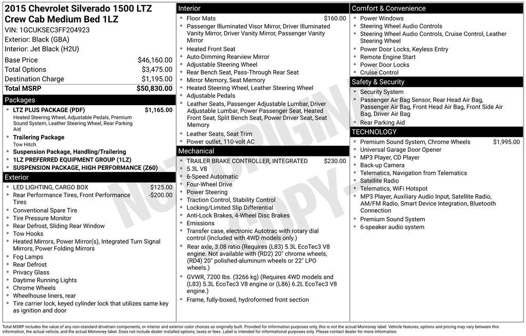 Chevrolet Silverado 1500 4WD Crew Cab 153.0" LTZ w/1LZ 2015