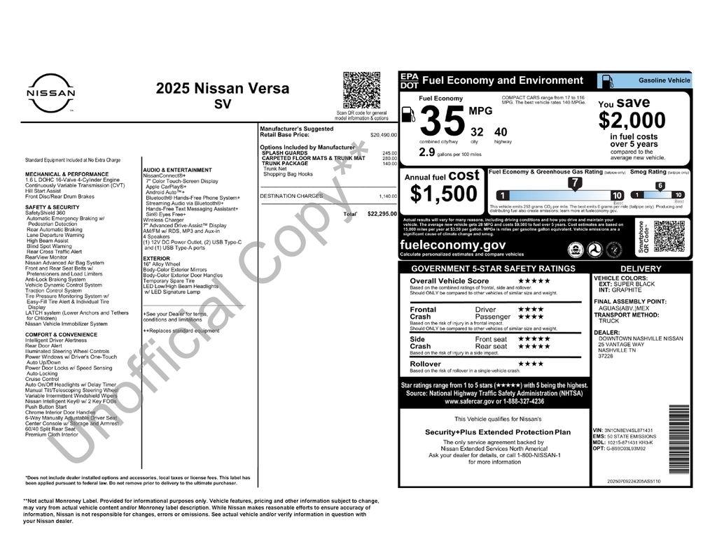 Nissan Versa SV CVT 2025