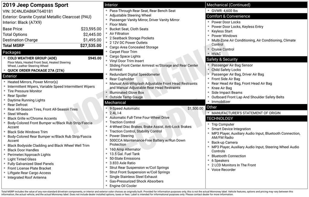 Jeep Compass Sport 4x4 2019