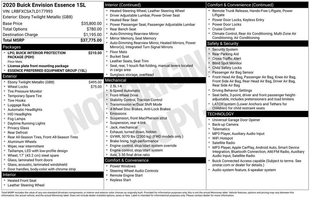 Buick Envision FWD 4dr Essence 2020