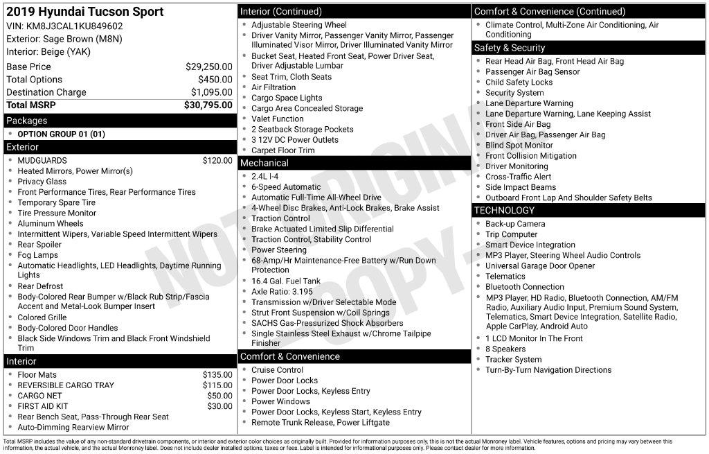 Hyundai Tucson Sport AWD 2019