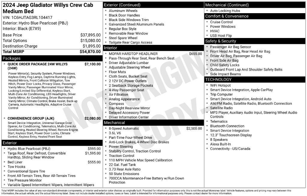 Jeep Gladiator Willys 4x4 2024