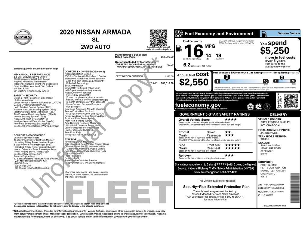 Nissan Armada 4x2 SL 2020