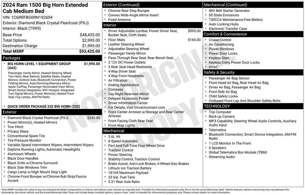 RAM 1500 Big Horn 4x4 Quad Cab 6'4" Box 2024