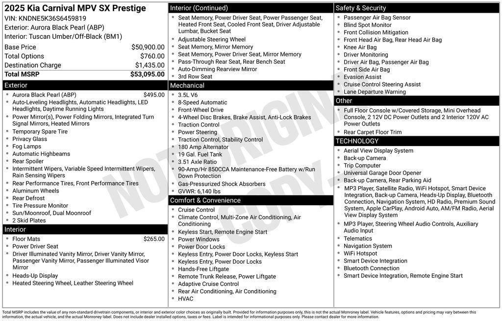 Kia Carnival SX Prestige FWD 2025