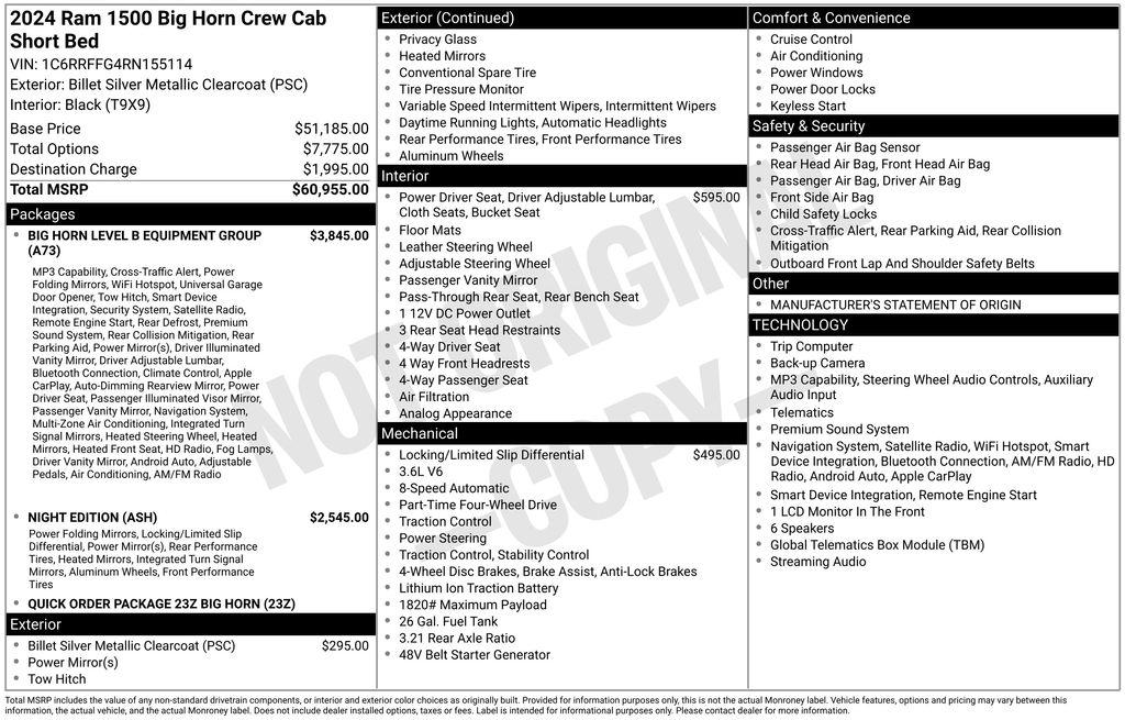 RAM 1500 Big Horn 4x4 Crew Cab 5'7" Box 2024