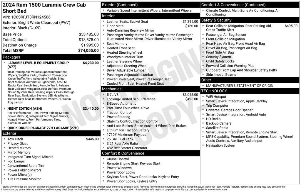 RAM 1500 Laramie 4x4 Crew Cab 5'7" Box 2024