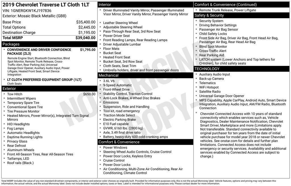 Chevrolet Traverse FWD 4dr LT Cloth w/1LT 2019