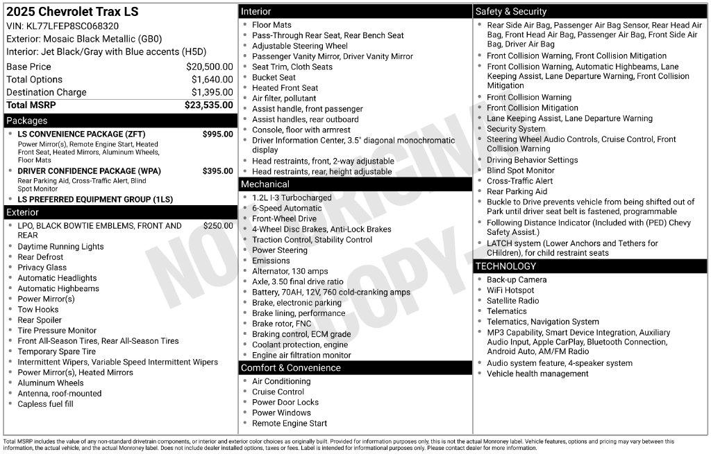 Chevrolet Trax FWD 4dr LS 2025
