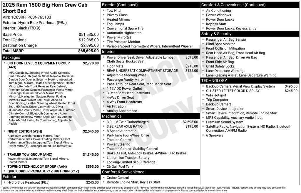 RAM 1500 Big Horn 4x4 Crew Cab 5'7" Box 2025