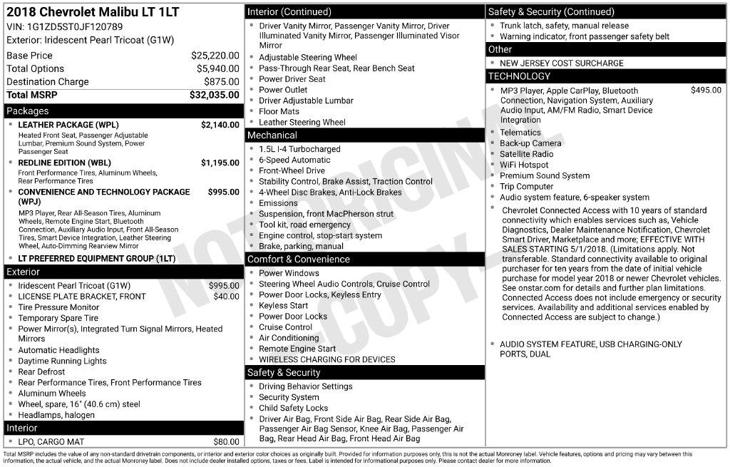 Chevrolet Malibu 4dr Sdn LT w/1LT 2018