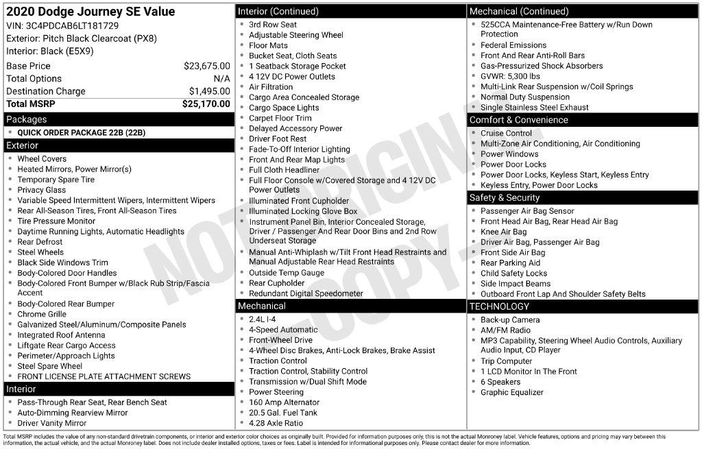 Dodge Journey SE Value FWD 2020