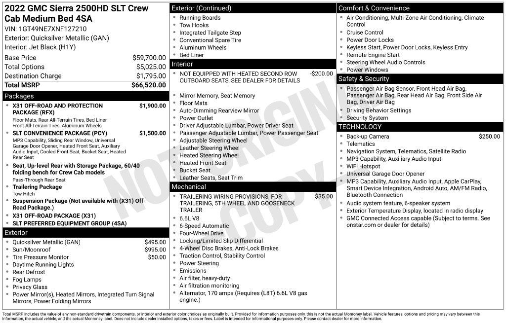 GMC Sierra 2500HD 4WD Crew Cab 159" SLT 2022