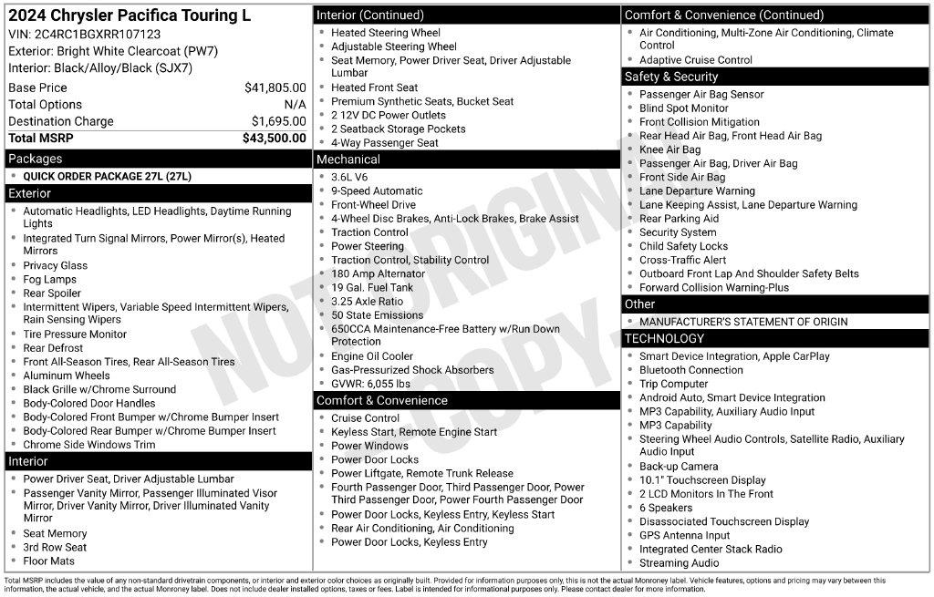 Chrysler Pacifica Touring L FWD 2024