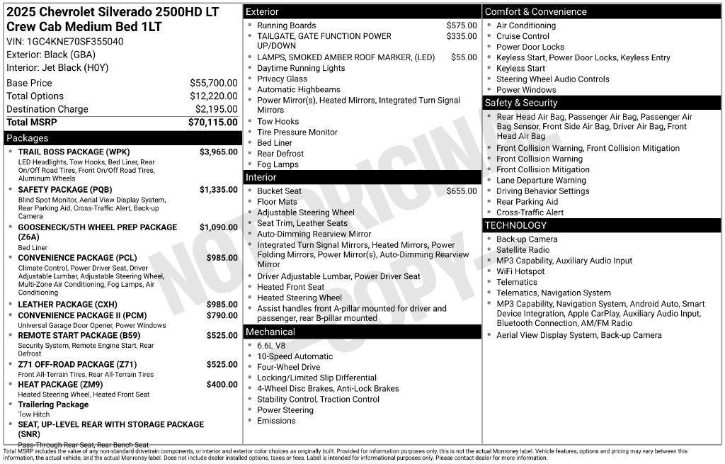 Chevrolet Silverado 2500HD 4WD Crew Cab 159" LT 2025