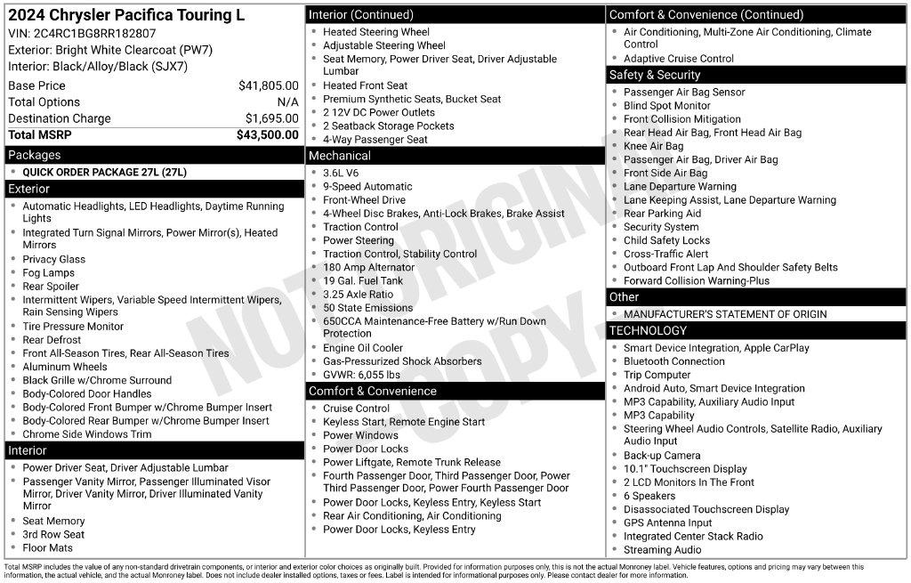 Chrysler Pacifica Touring L FWD 2024