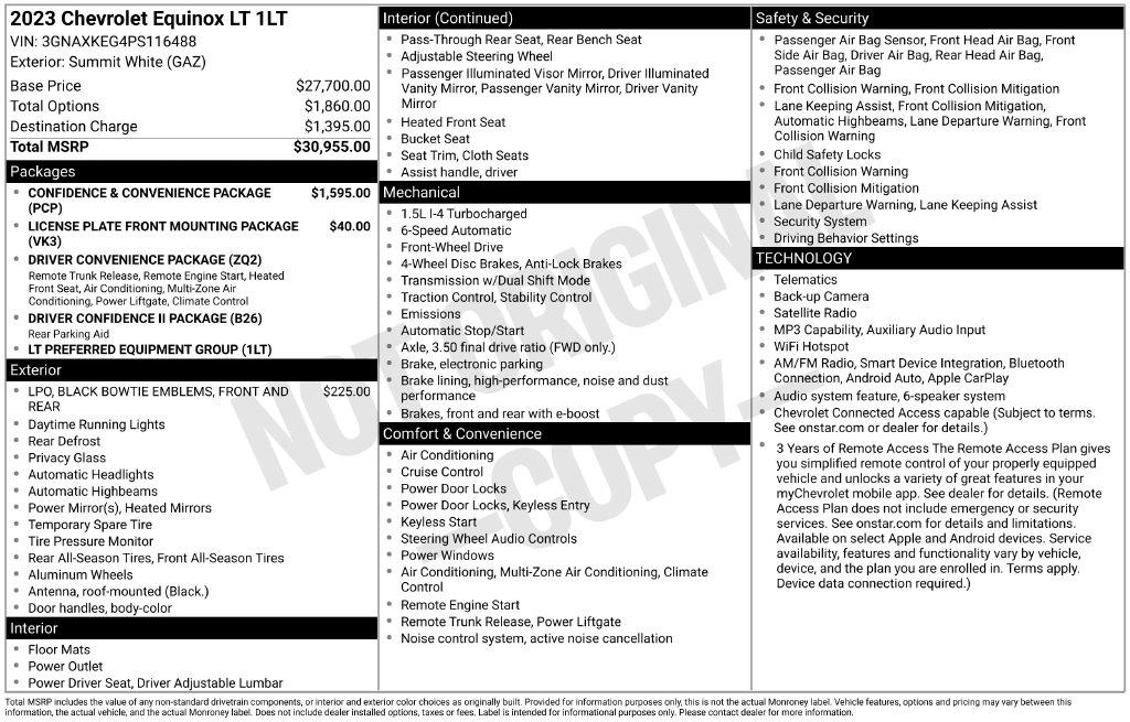 Chevrolet Equinox FWD 4dr LT w/1LT 2023