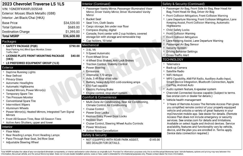 Chevrolet Traverse FWD 4dr LS w/1LS 2023