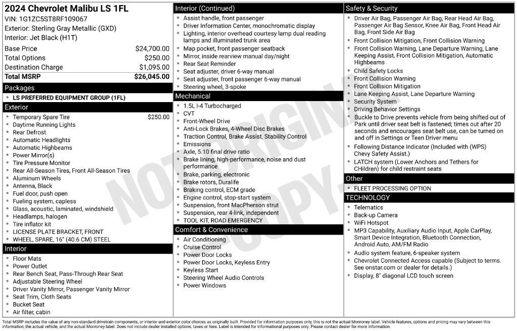 Chevrolet Malibu 4dr Sdn LS w/1FL 2024