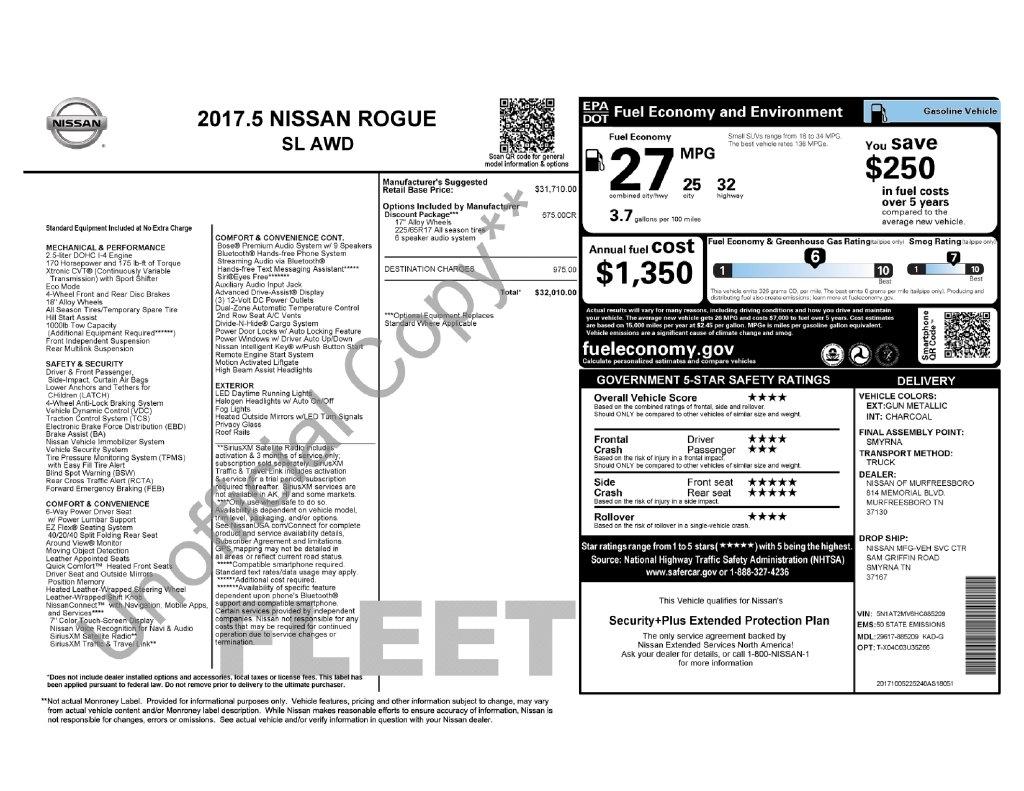 Nissan Rogue 2017.5 AWD SL 2017