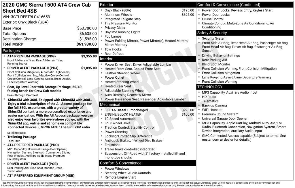 GMC Sierra 1500 4WD Crew Cab 147" AT4 2020