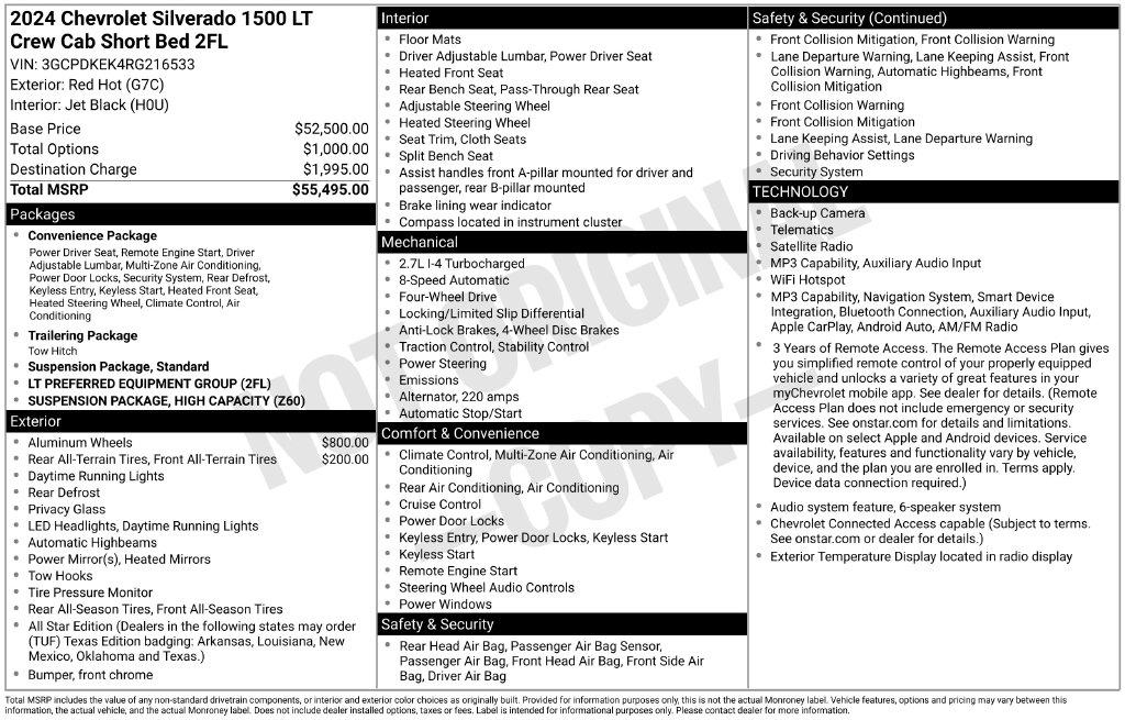 Chevrolet Silverado 1500 4WD Crew Cab 147" LT w/2FL 2024
