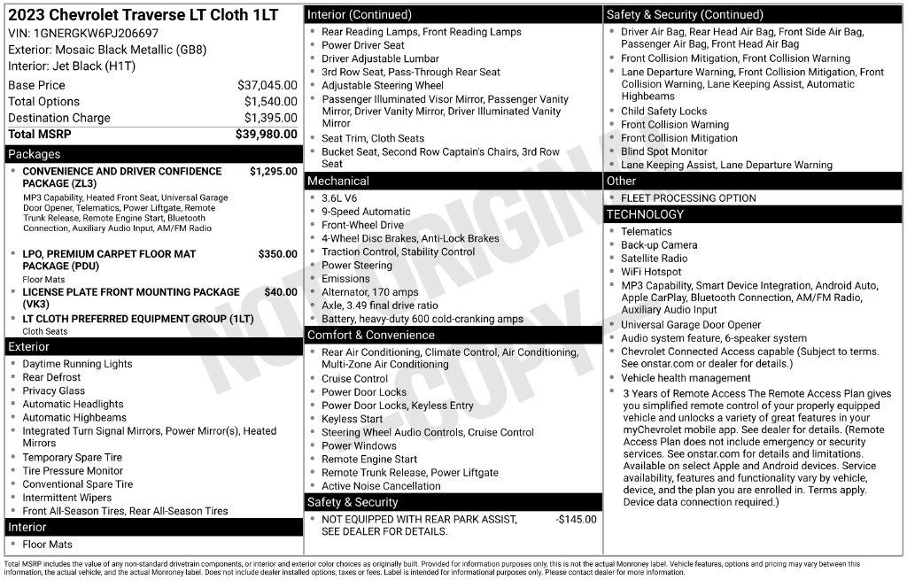 Chevrolet Traverse FWD 4dr LT Cloth w/1LT 2023