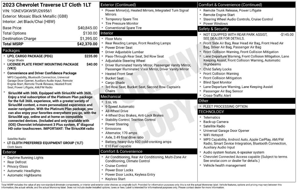 Chevrolet Traverse AWD 4dr LT Cloth w/1LT 2023