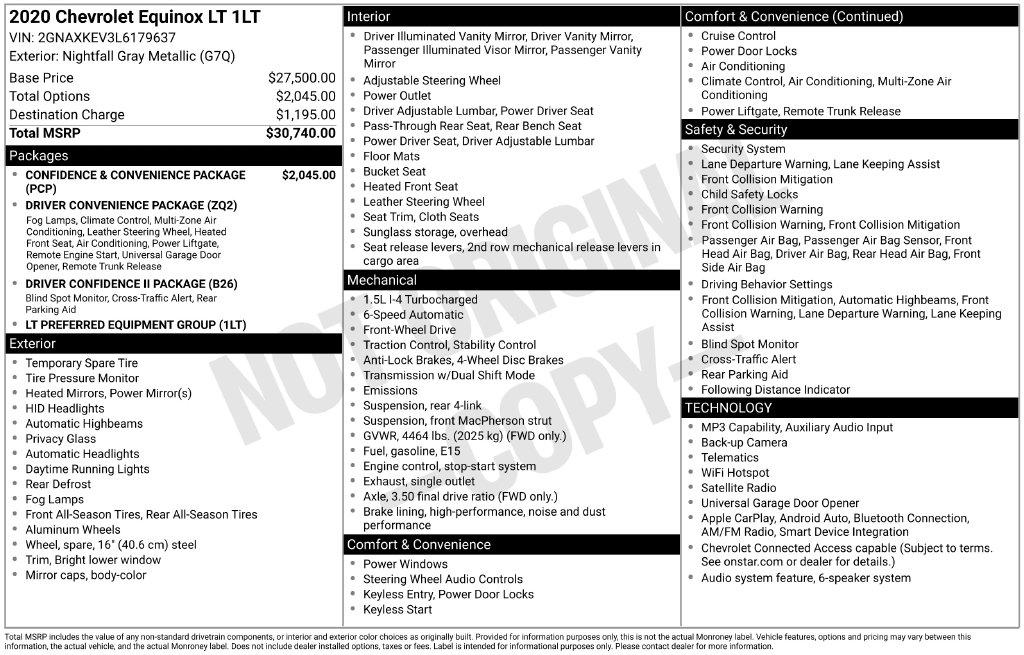 Chevrolet Equinox FWD 4dr LT w/1LT 2020