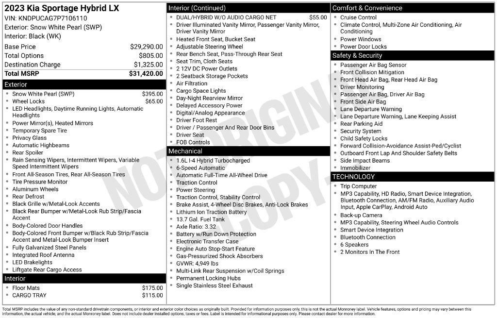 Kia Sportage Hybrid LX AWD 2023