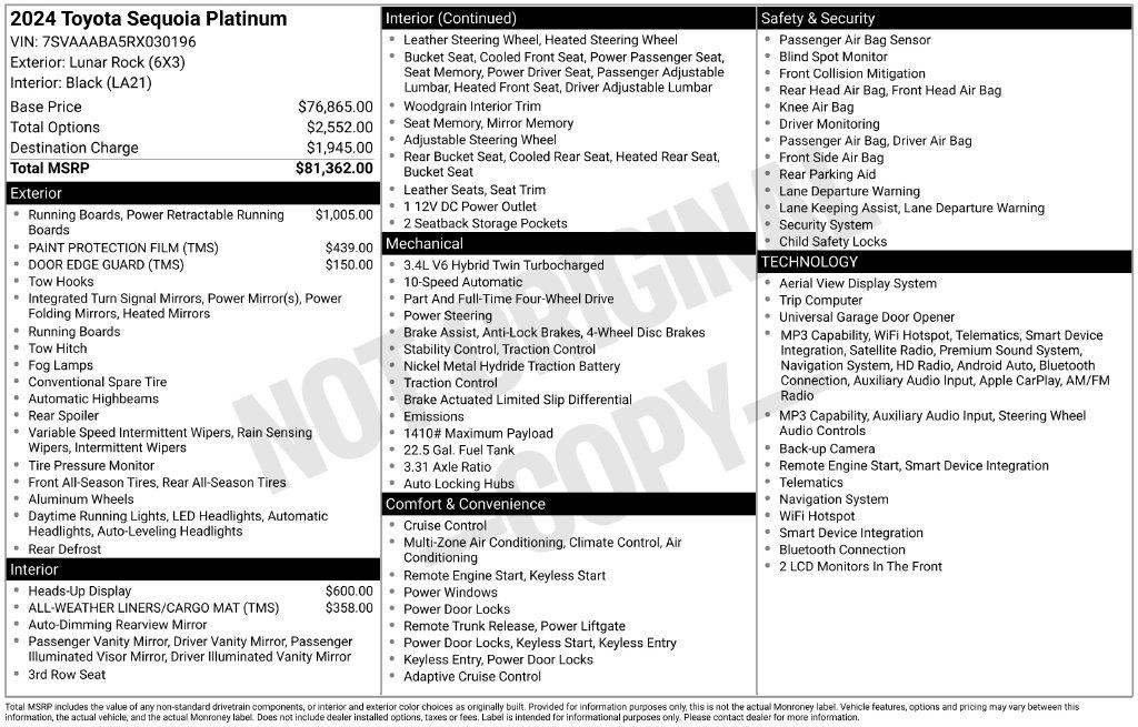 Toyota Sequoia Capstone 4WD (Natl) 2024