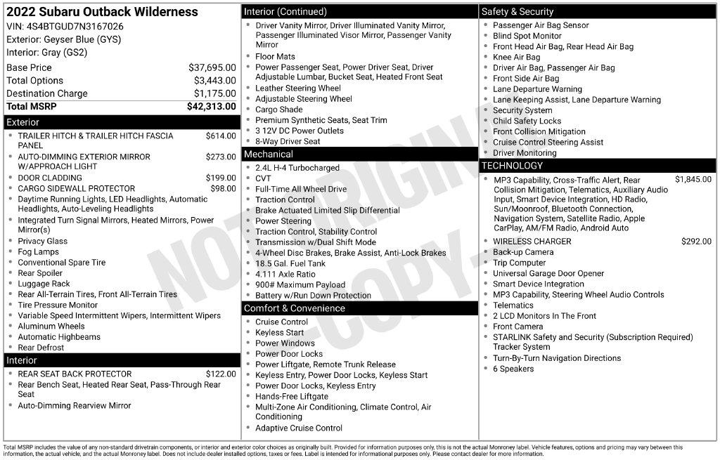 Subaru Outback Wilderness CVT 2022