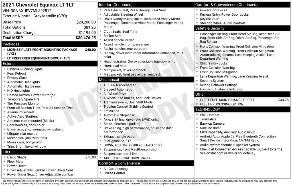 Chevrolet Equinox AWD 4dr LT w/1LT 2021