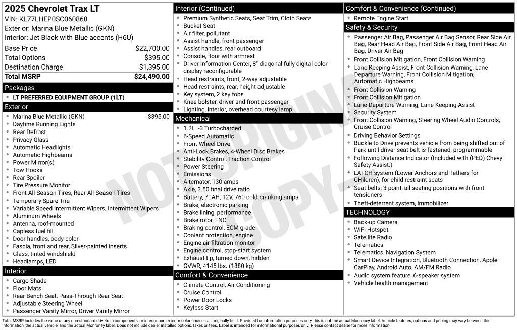 Chevrolet Trax FWD 4dr LT 2025