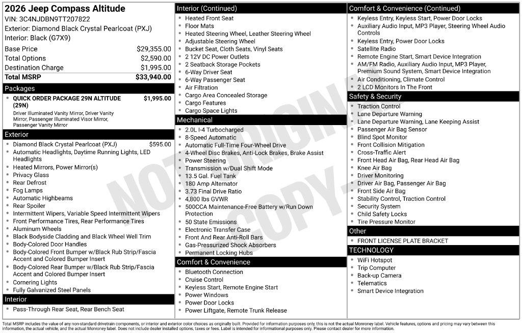 Jeep Compass Latitude Altitude 4x4 2026