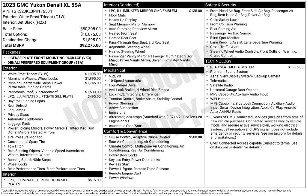 GMC Yukon XL 4WD 4dr Denali 2023