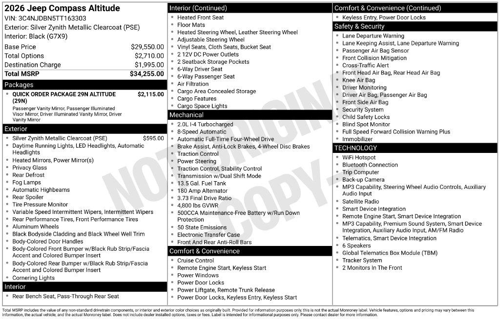 Jeep Compass Latitude Altitude 4x4 2026