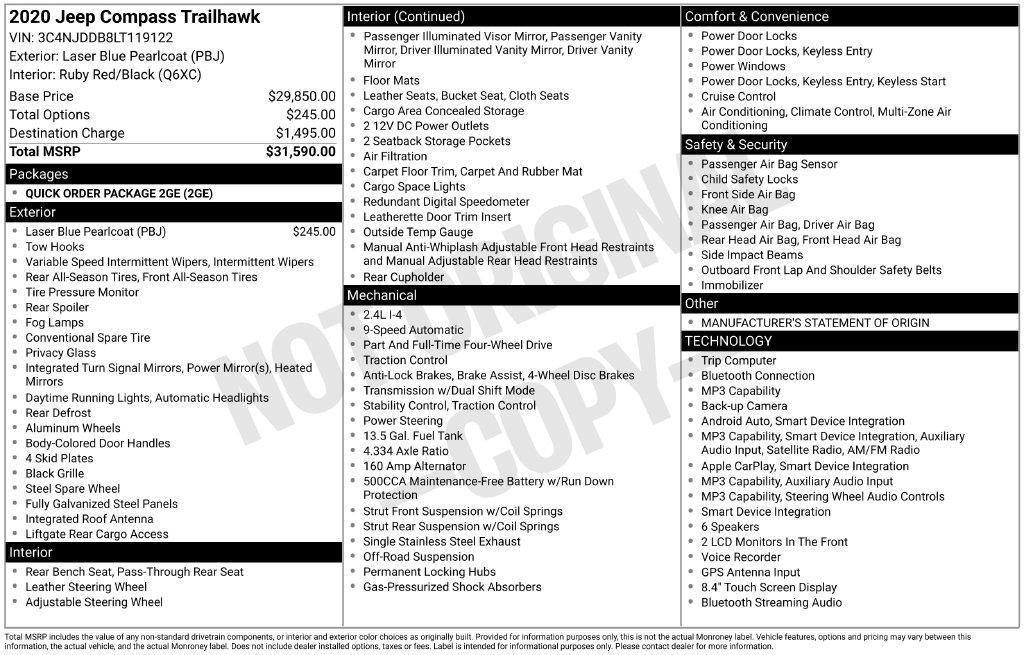 Jeep Compass Trailhawk 4x4 2020