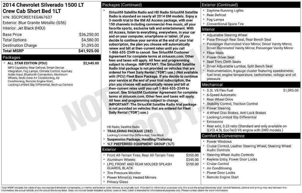 Chevrolet Silverado 1500 2WD Crew Cab 143.5" LT w/1LT 2014