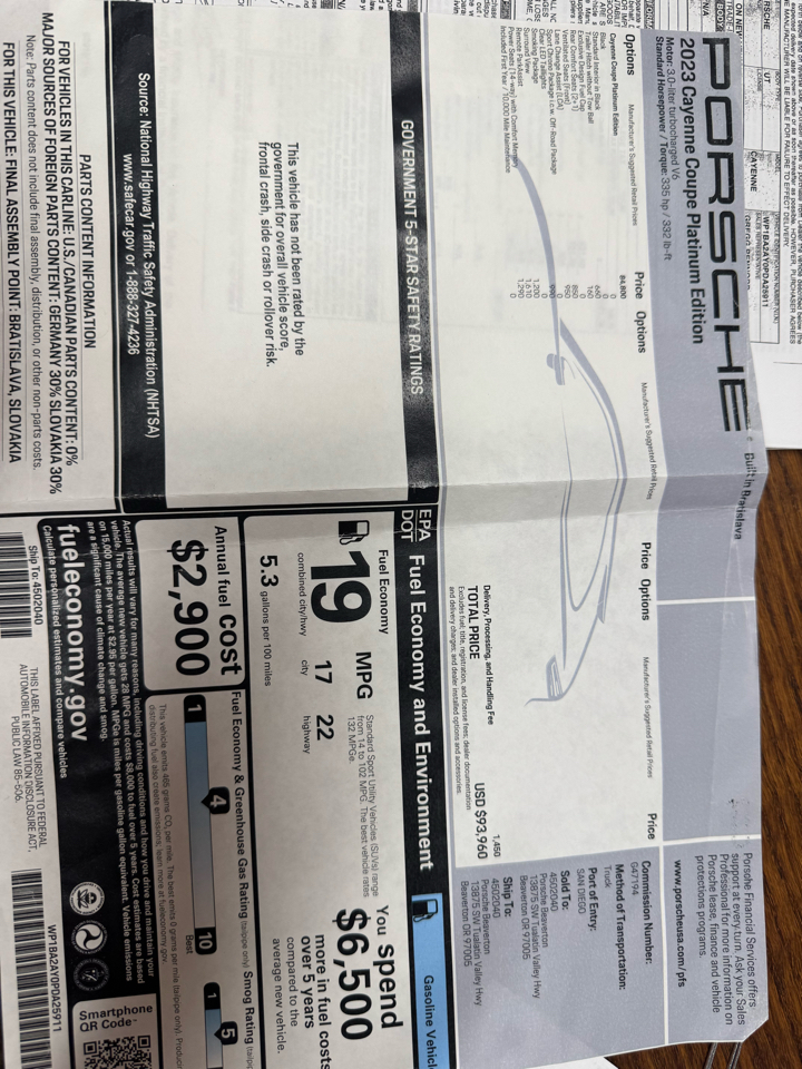 Porsche Cayenne Coupe 2023