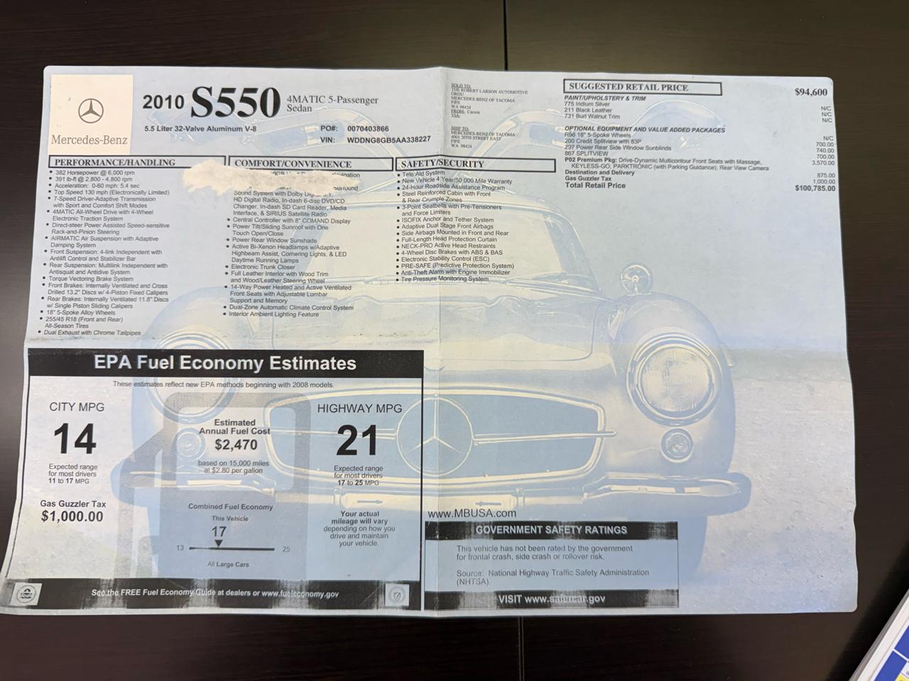 Mercedes-Benz S-Class S550 4-MATIC 2010
