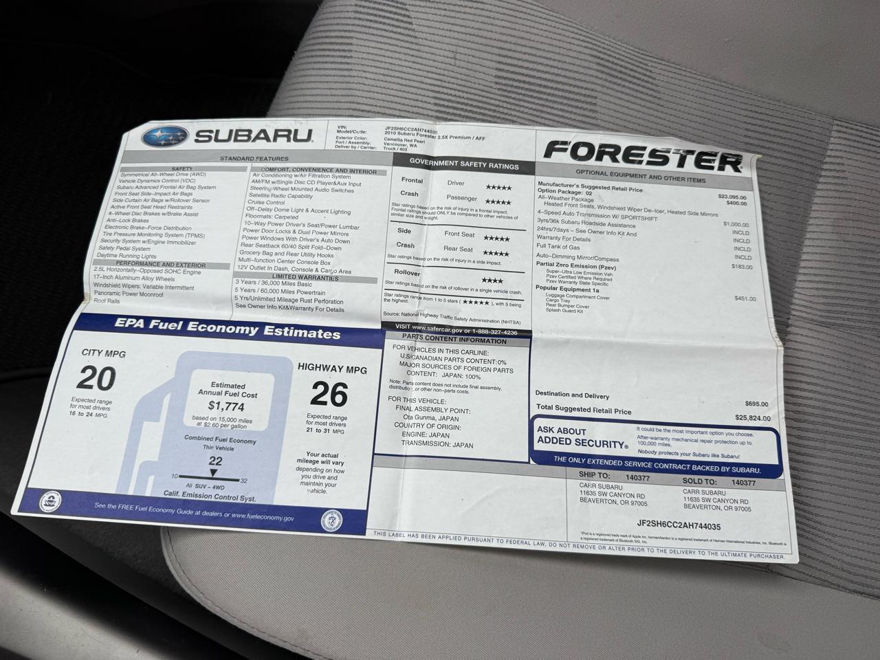 Subaru Forester 2.5X Premium 2010