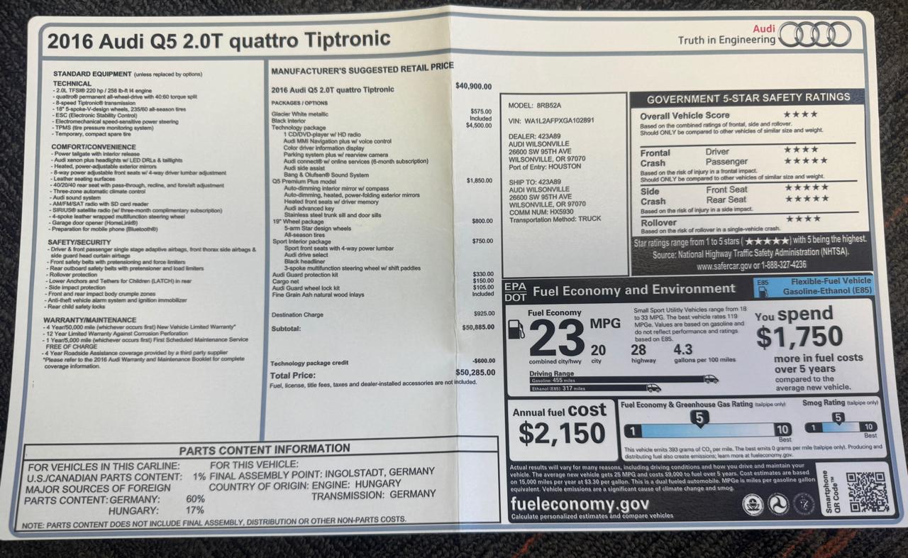 Audi Q5 2.0T Premium Plus quattro 2016