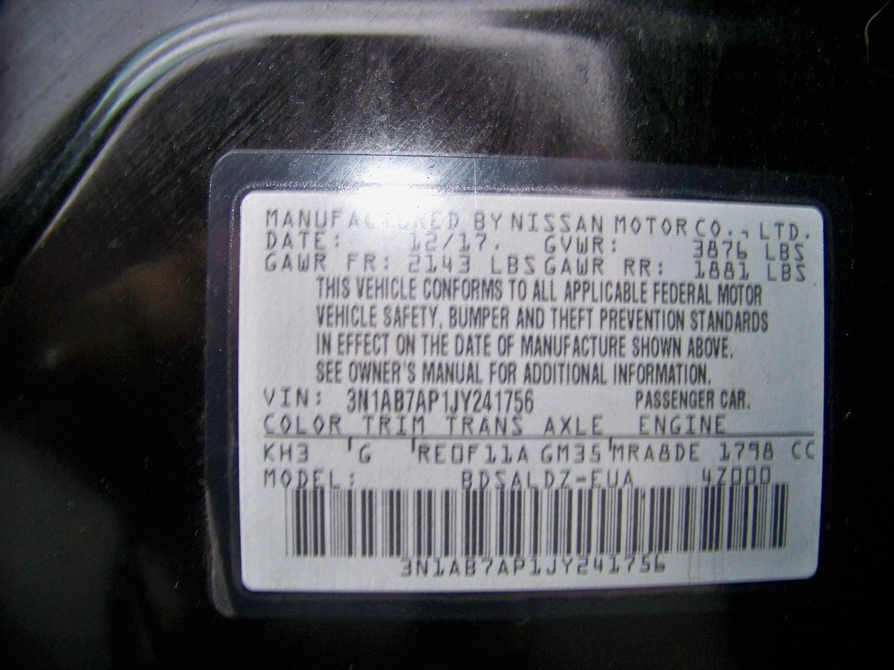 Nissan Sentra SV 4D Sedan 2018