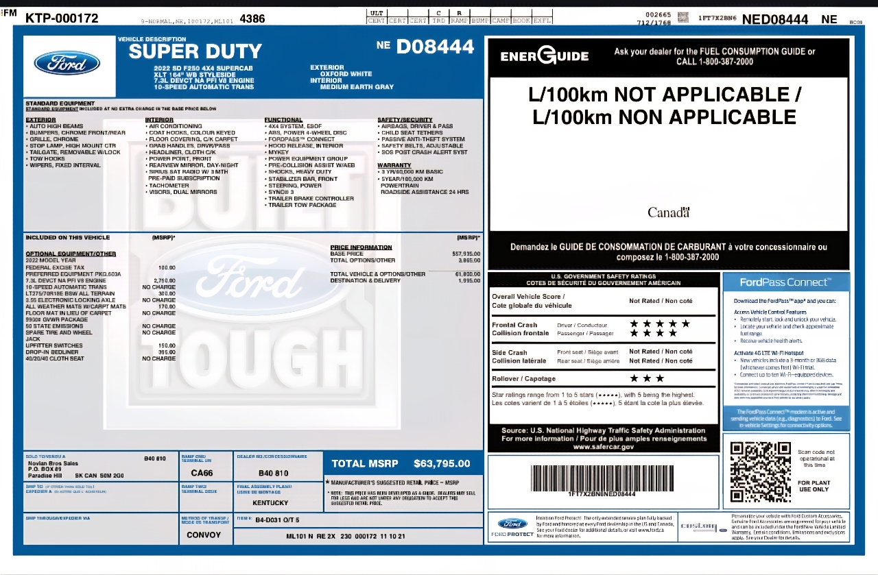 Ford Super Duty F-250 SRW XLT 4WD SuperCab 8' Box 2022 Ford Super Duty F-250 SRW XLT 4WD SuperCab 8' Box 2022