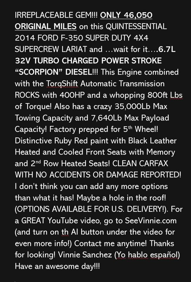 Ford Super Duty F-350 SRW Crew Cab 156" Lariat 2014 Ford Super Duty F-350 SRW Crew Cab 156" Lariat 2014